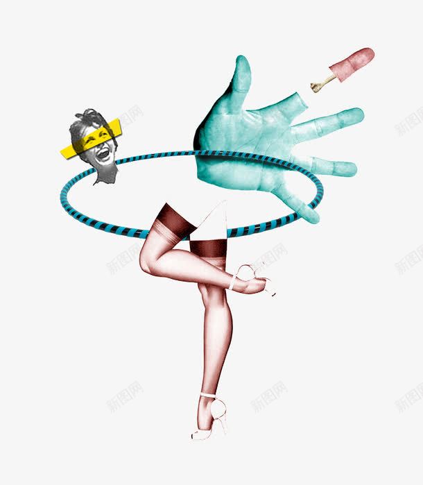 分解的人体和呼啦圈插画png免抠素材_新图网 https://ixintu.com 分解的人体 创意插画 呼啦圈 时尚插图