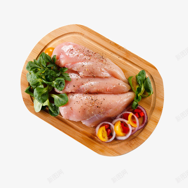 一碟新鲜美味的鸡肉食材png免抠素材_新图网 https://ixintu.com 小吃设计 案板设计 烧鸡设计 照烧鸡排 肉食 肉食设计 营养食物 配菜设计