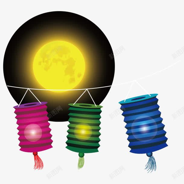 灯笼和月亮png免抠素材_新图网 https://ixintu.com 月亮 月圆 灯笼