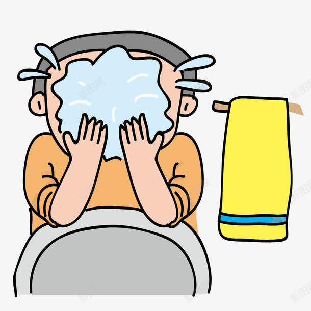 洗脸的男孩png免抠素材_新图网 https://ixintu.com 卡通 洗脸 男孩