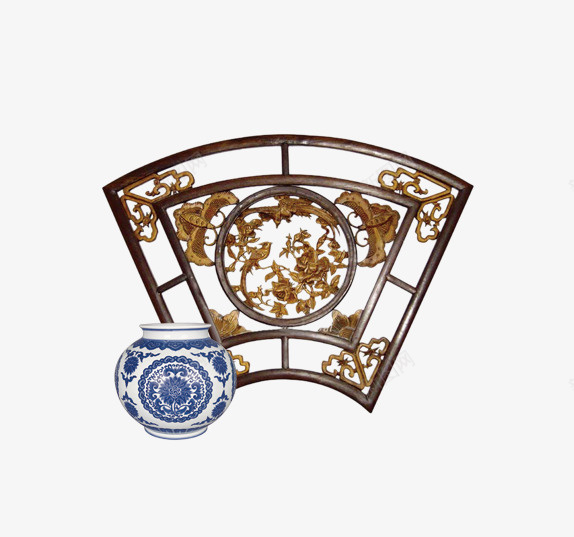 传统窗饰psd免抠素材_新图网 https://ixintu.com 传统窗饰 瓶子 青花瓷