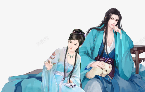 王爷的俏皮小丫头png免抠素材_新图网 https://ixintu.com 古风 小丫头 恩爱 王爷