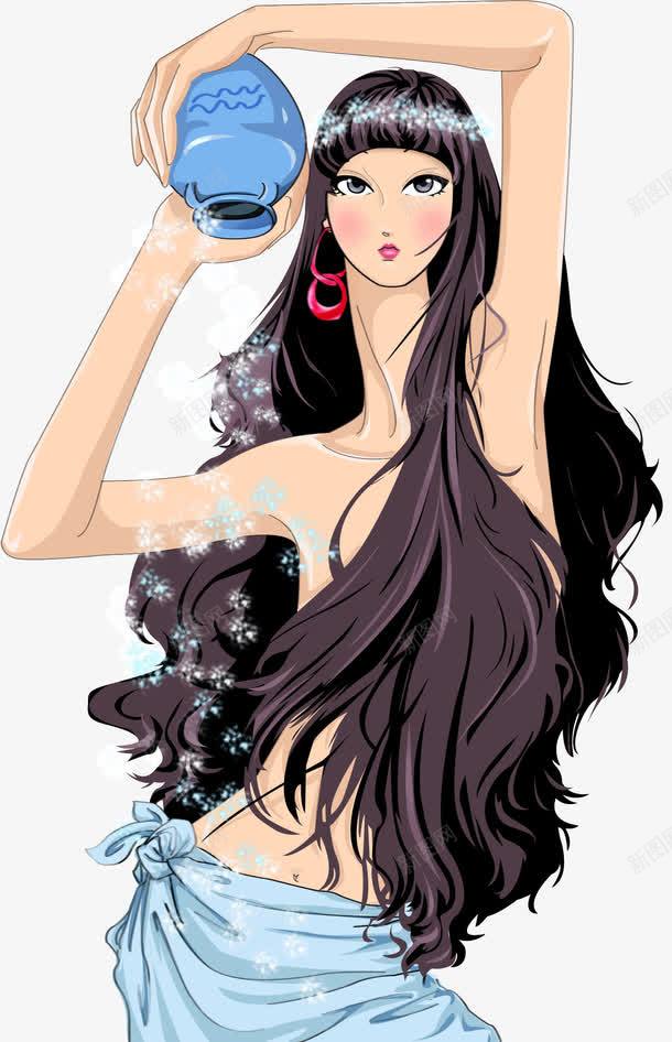 水瓶座女孩png免抠素材_新图网 https://ixintu.com 卡通 女孩 水瓶座