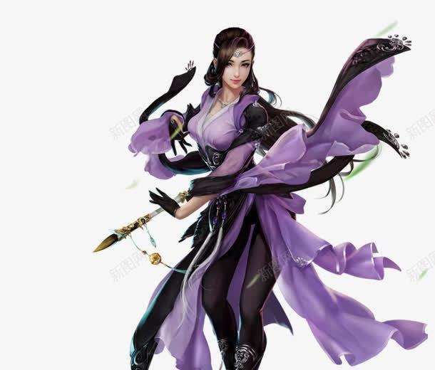 拿毛笔的紫衣美女古风手绘png免抠素材_新图网 https://ixintu.com 古风 手绘 毛笔 美女