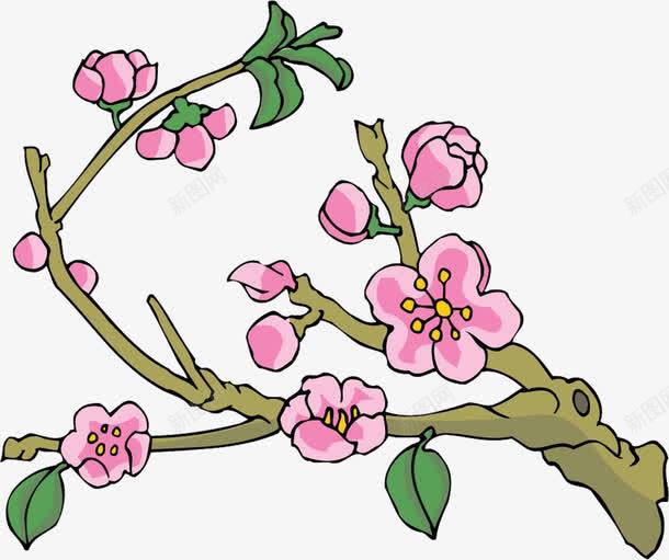 古风手绘粉色桃花树枝png免抠素材_新图网 https://ixintu.com 古风 树枝 桃花 粉色