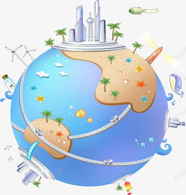 创意旅行地球png免抠素材_新图网 https://ixintu.com PNG 创意 卡通 地球 旅行