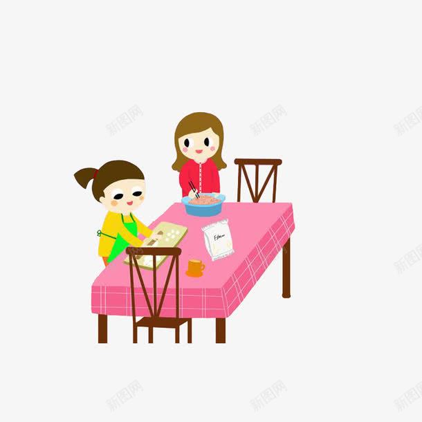 我挑馅料你包饺子png免抠素材_新图网 https://ixintu.com 包饺子插画 卡通插画 我挑馅料你包饺子