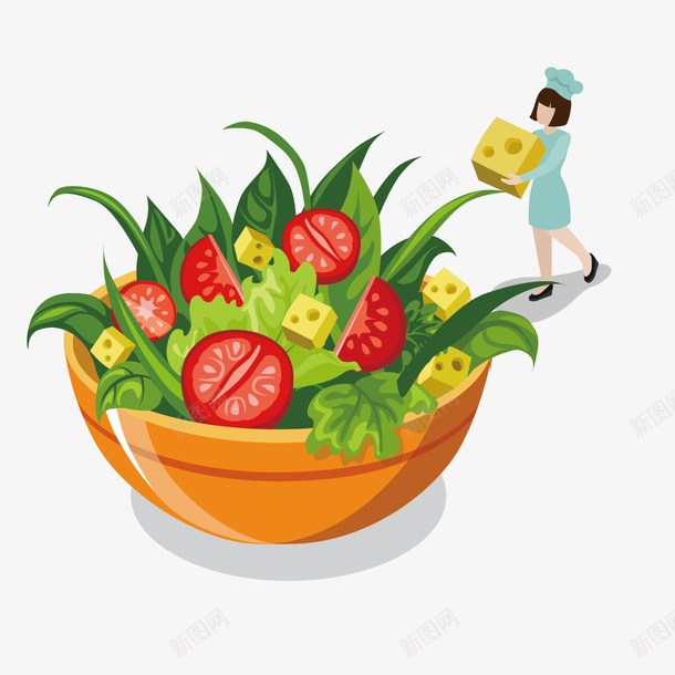 沙拉矢量图ai免抠素材_新图网 https://ixintu.com png素材免费下载 可爱 水彩绘 沙拉 矢量图