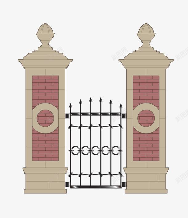 黑色简欧风格铁艺门png免抠素材_新图网 https://ixintu.com 卡通图案 铁艺门 铁门 铁门花纹 黑色