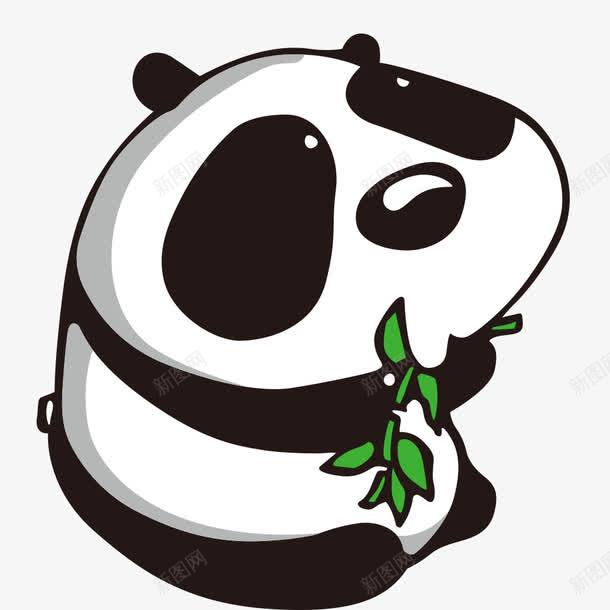 熊png免抠素材_新图网 https://ixintu.com 卡通 竹叶 黑白