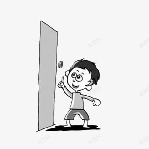 小孩按铃png免抠素材_新图网 https://ixintu.com 小孩按铃 按铃 礼貌的行为 简笔画漫画