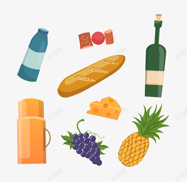 创意扁平食物psd免抠素材_新图网 https://ixintu.com 创意手工 创意设计 卡通设计 可爱玩偶