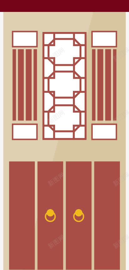 中国建筑png免抠素材_新图网 https://ixintu.com 两层 中国风 住房 建筑 红色
