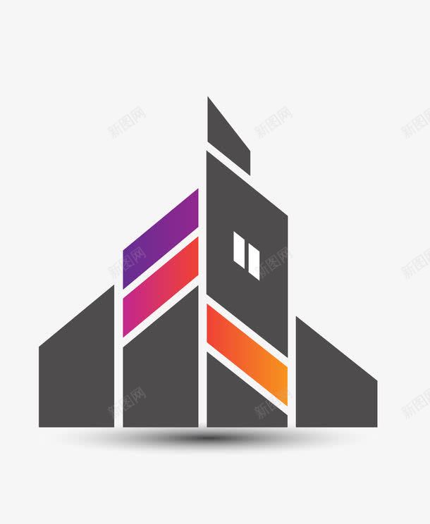 扁平化建筑png免抠素材_新图网 https://ixintu.com 建筑 扁平化 抽象 矢量素材