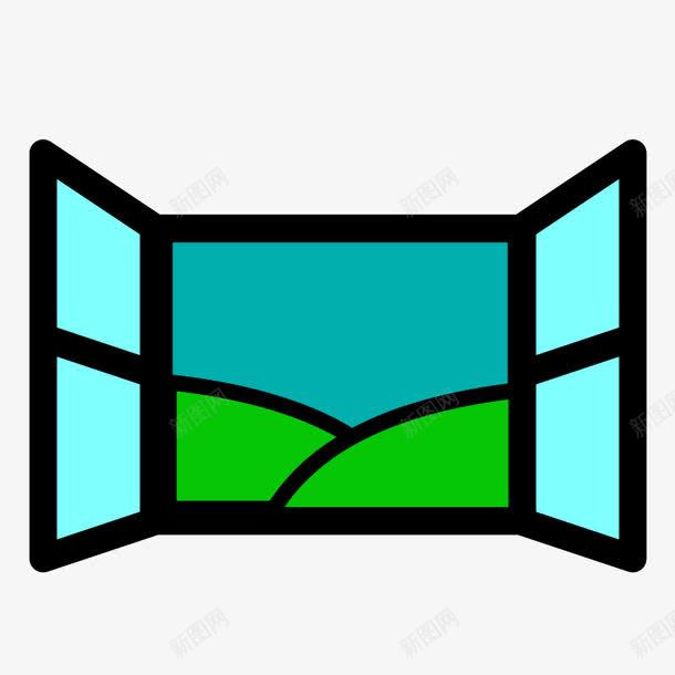 蓝色的卡通窗户png免抠素材_新图网 https://ixintu.com 卡通 窗户 蓝色 蓝色卡通