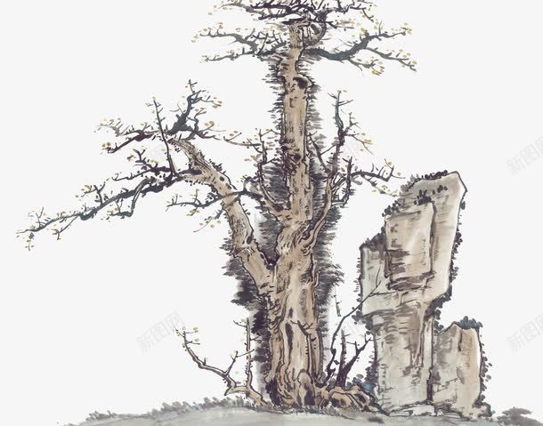 国画古松图png免抠素材_新图网 https://ixintu.com 仿古画 传统画 写意画 劲松 古典 古松 古松图 国画 文化艺术 水墨 苍松 设计