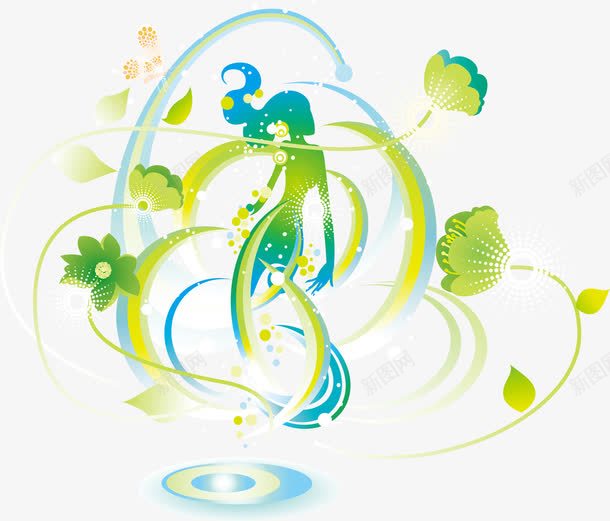 美的创造个性图案免费下png免抠素材_新图网 https://ixintu.com 人物 叶植物 女性剪影 模式 种植模式 绿色 转换