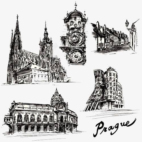 黑色白描建筑png免抠素材_新图网 https://ixintu.com 大厦 建筑 房屋 黑色