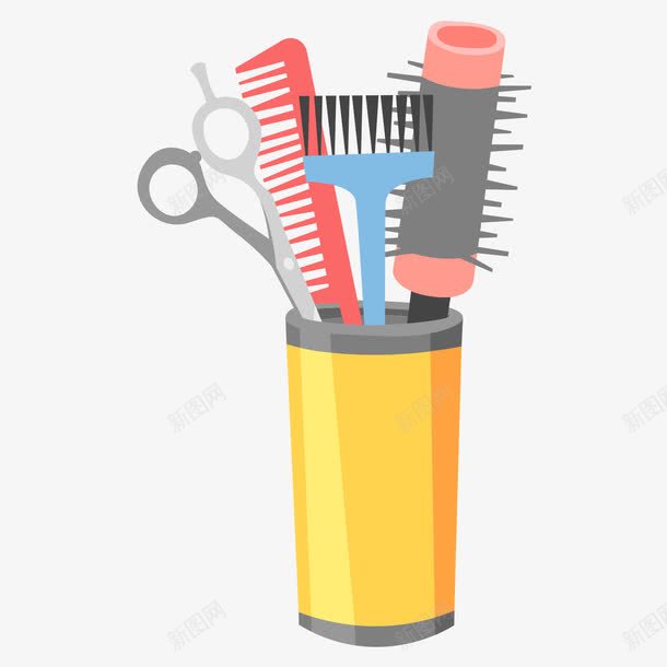 理发工具png免抠素材_新图网 https://ixintu.com 工具 桶 理发 素材