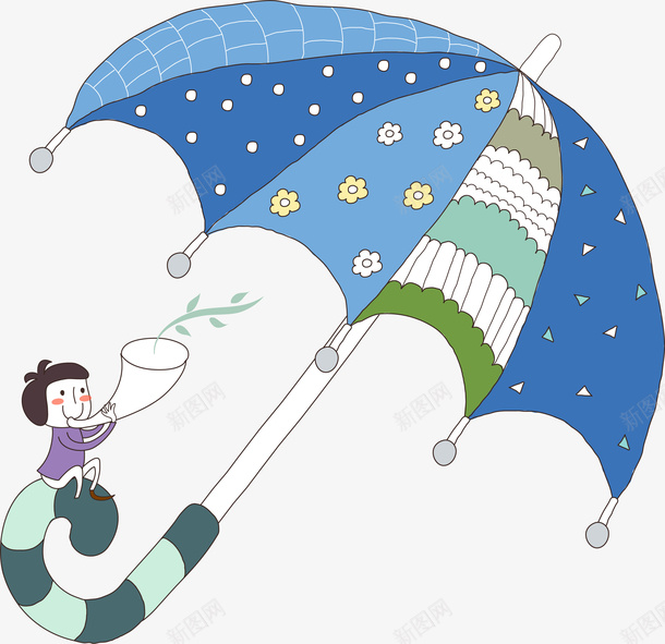 打伞的小孩png免抠素材_新图网 https://ixintu.com 伞 小孩 蓝色