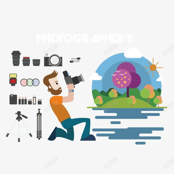 照相的人和树png免抠素材_新图网 https://ixintu.com 摄影 树 照相