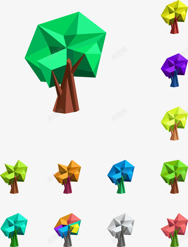 卡通炫酷几何树矢量图ai免抠素材_新图网 https://ixintu.com 几何 卡通 树 炫酷 矢量图