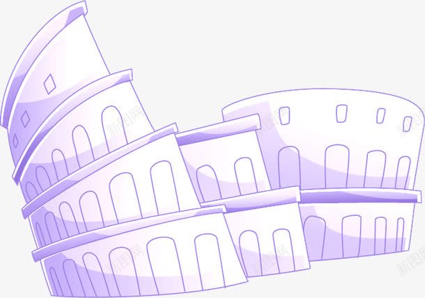 手绘紫色浪漫圆形建筑png免抠素材_新图网 https://ixintu.com 圆形 圆楼 建筑 浪漫 紫色