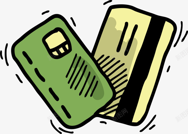 两张手绘银行卡矢量图eps免抠素材_新图网 https://ixintu.com 刷卡购物 手绘风 矢量素材 购物 银行卡 矢量图