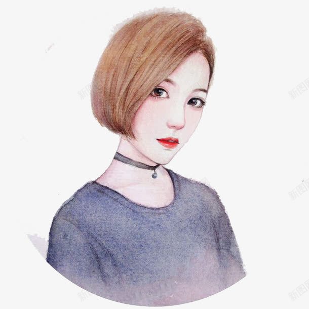 彩铅女孩png免抠素材_新图网 https://ixintu.com 卡通 女孩 彩铅 手绘 水彩 短发 美丽 装饰