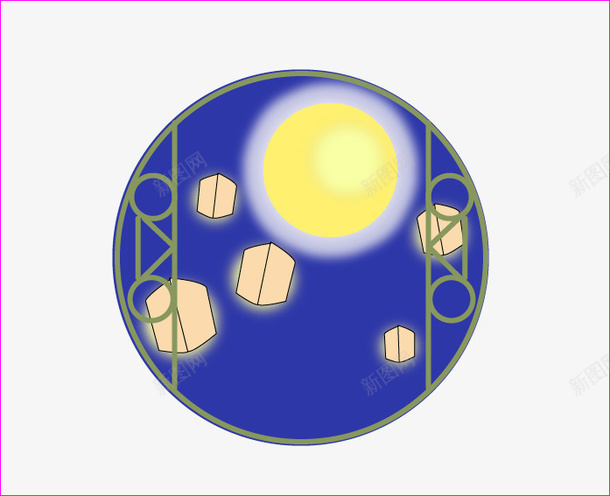 孔明灯上的月光矢量图ai免抠素材_新图网 https://ixintu.com 光 孔明灯 月光 窗子 矢量图