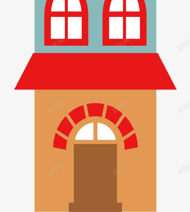 卡通红色小屋png免抠素材_新图网 https://ixintu.com 免抠PNG 卡通 小屋 窗户 简约 红色 门