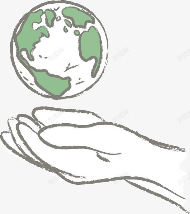 手绘手捧地球png免抠素材_新图网 https://ixintu.com 地球 手 手捧地球 矢量手绘