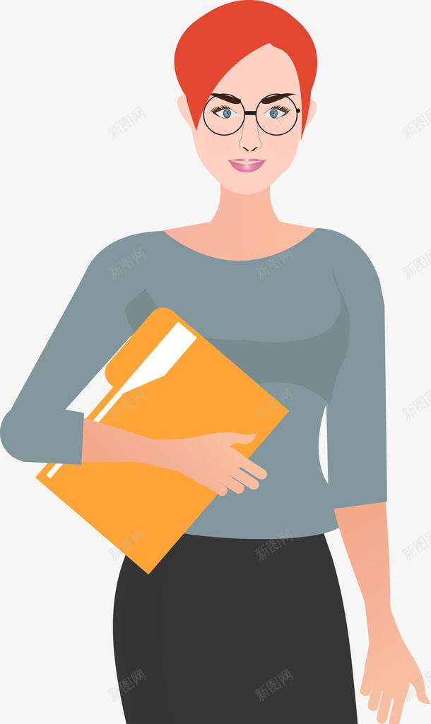 抱着文件的白领女人矢量图ai免抠素材_新图网 https://ixintu.com 女人服装图 女性 女性服装 女性职业服装 女性职业装 文件 服装 白领服装 眼镜 矢量服装 职业装 职员 矢量图