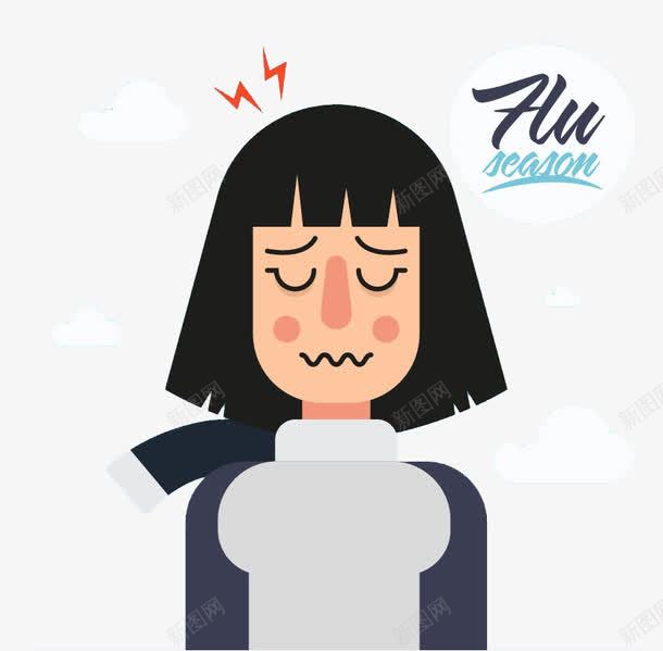 女孩与流感症状png免抠素材_新图网 https://ixintu.com 人物 女孩 感冒