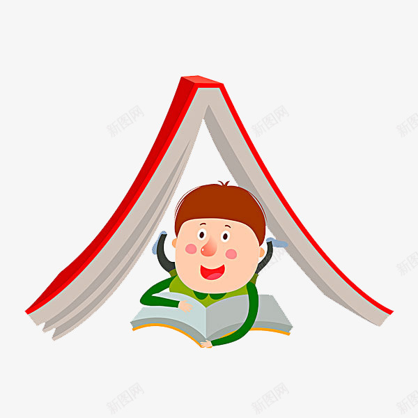 看书的男孩png免抠素材_新图网 https://ixintu.com 书本 卡通 可爱的 小男孩 用功的 简笔 红色的