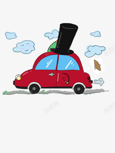 行驶的汽车png免抠素材_新图网 https://ixintu.com 卡通 图片 汽车 红色