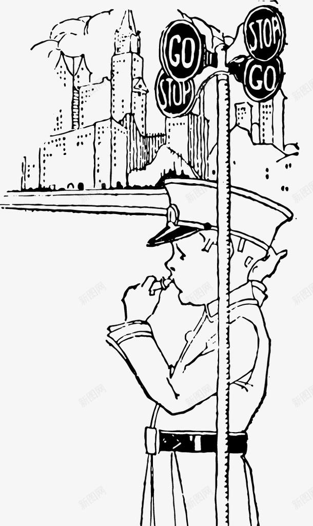 手绘交通警察矢量图ai免抠素材_新图网 https://ixintu.com 交通 交通警察卡通 手绘 矢量图 素描 警察