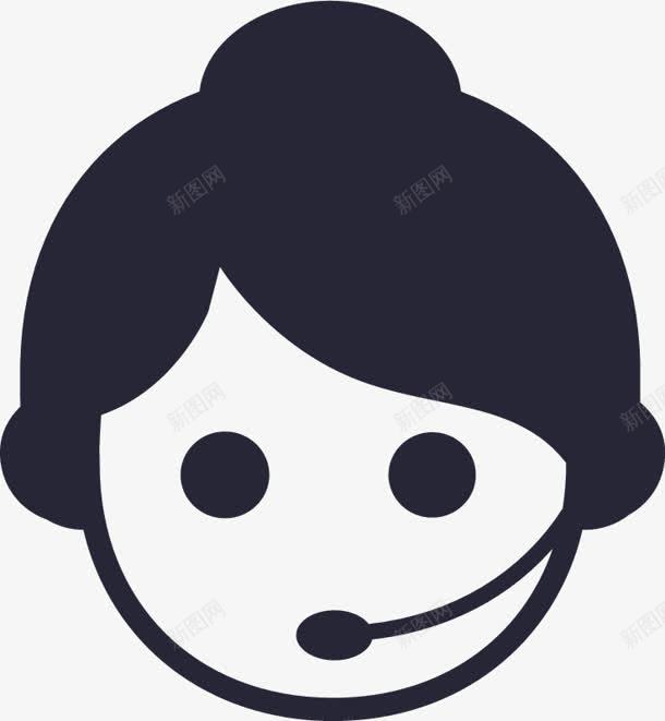 手绘蓝色卡通话务员图标png_新图网 https://ixintu.com 卡通 蓝色 话务员