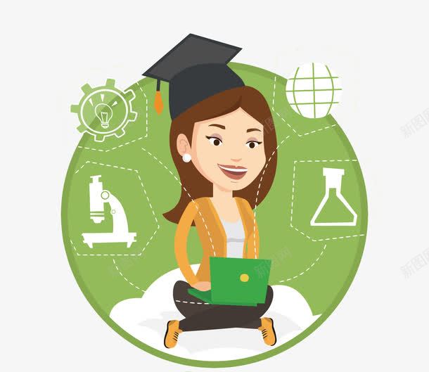 努力学习的博士png免抠素材_新图网 https://ixintu.com 博士 博士PNG矢量图 博士免扣PNG图 卡通 学习 手绘 矢量博士 绿色