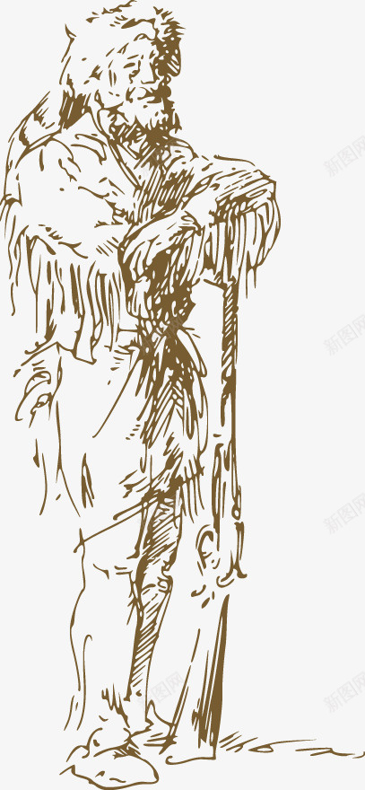 手绘老人png免抠素材_新图网 https://ixintu.com 手绘 老人 褐色