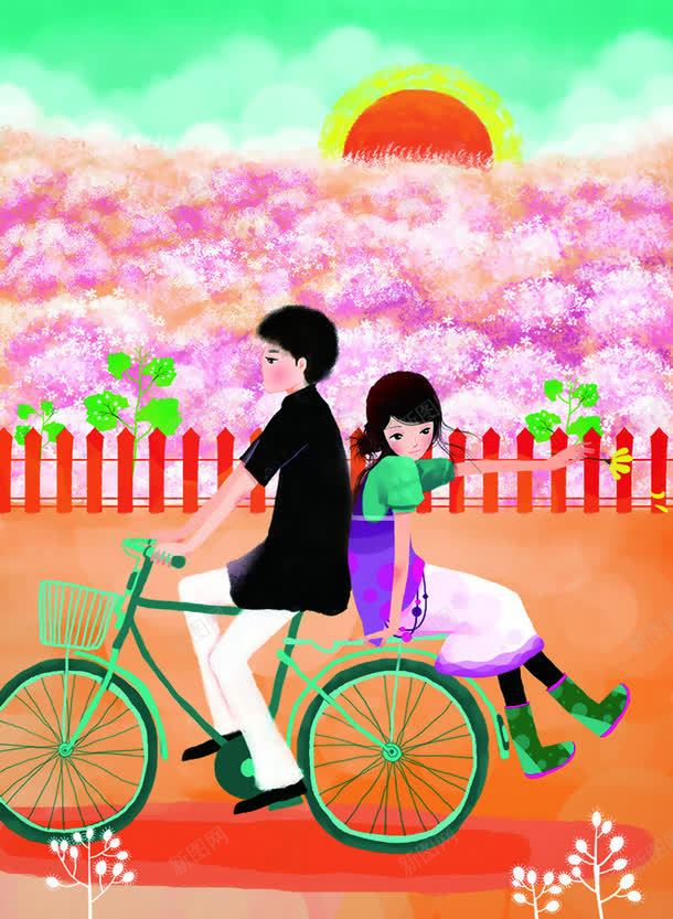 夏季粉色花海情侣png免抠素材_新图网 https://ixintu.com 夏季 情侣 粉色 花海