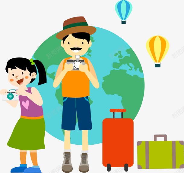 外出旅游矢量图ai免抠素材_新图网 https://ixintu.com 卡通 快乐 拍照 旅游 矢量图