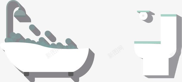 卫生间用品png免抠素材_新图网 https://ixintu.com 手纸 浴缸 马桶