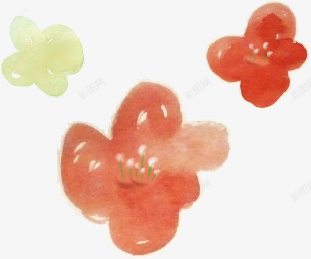 红色水彩鲜花植物png免抠素材_新图网 https://ixintu.com 植物 水彩 红色 鲜花