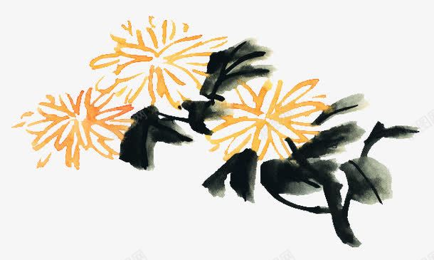 水墨花png免抠素材_新图网 https://ixintu.com 中国风 水墨画 花 装饰画