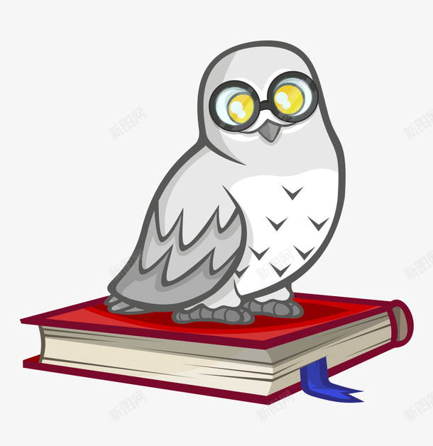 卡通手绘白色猫头鹰站书本上矢量图ai免抠素材_新图网 https://ixintu.com 卡通的动物 手绘的猫头鹰 白色的猫头鹰 站书本上的猫头鹰 矢量图