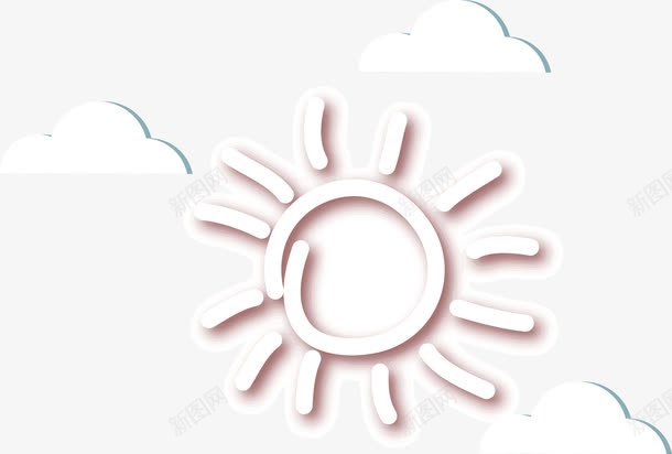 手绘白色太阳png免抠素材_新图网 https://ixintu.com 卡通 太阳 手绘 白色