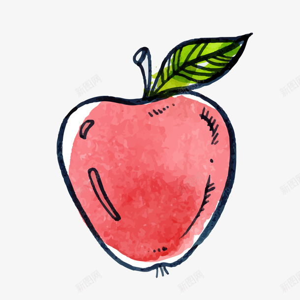 手绘苹果png免抠素材_新图网 https://ixintu.com PNG图 PNG图下载 创意卡通 卡通插图 手绘 插图 水果插图 苹果