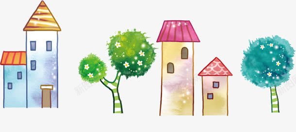 插画手绘彩色房屋建筑png免抠素材_新图网 https://ixintu.com 建筑 彩色 房屋 手绘 插画