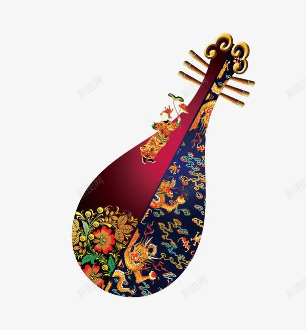 红色中国风琵琶装饰图案png免抠素材_新图网 https://ixintu.com 中国风 免抠PNG 琵琶 红色 装饰图案